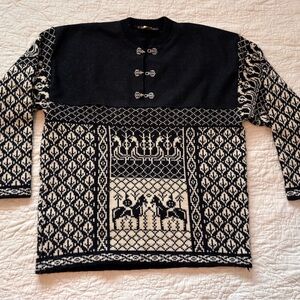 Men's Black and White wool Sweater